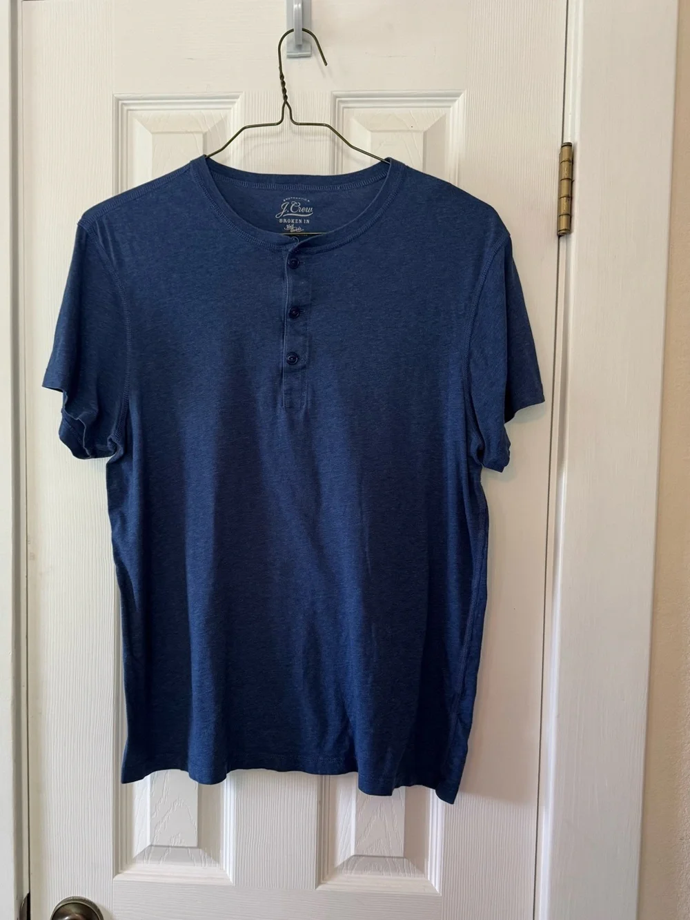 J.Crew Broken-In Knit Goods Men’s Large Slim Blue Short Sleeve Henley T-Shirt